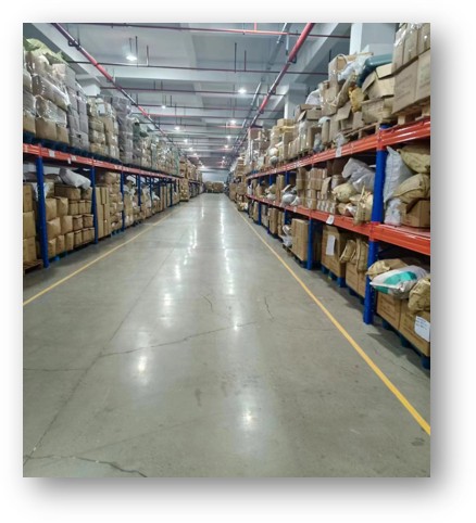 Raw material warehouse storage scene